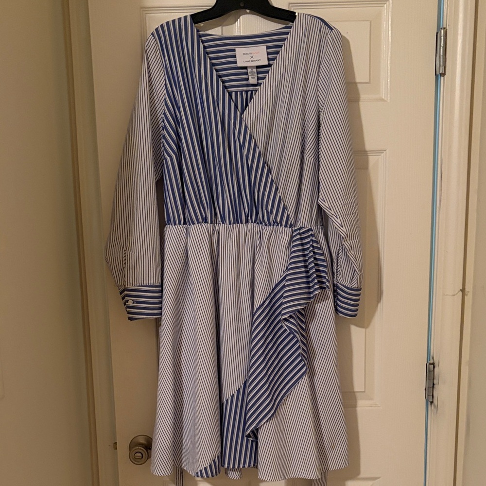 Lane Bryant Blue and White Striped Top